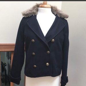 Forever 21 Pea Coat W/Faux Fur Collar